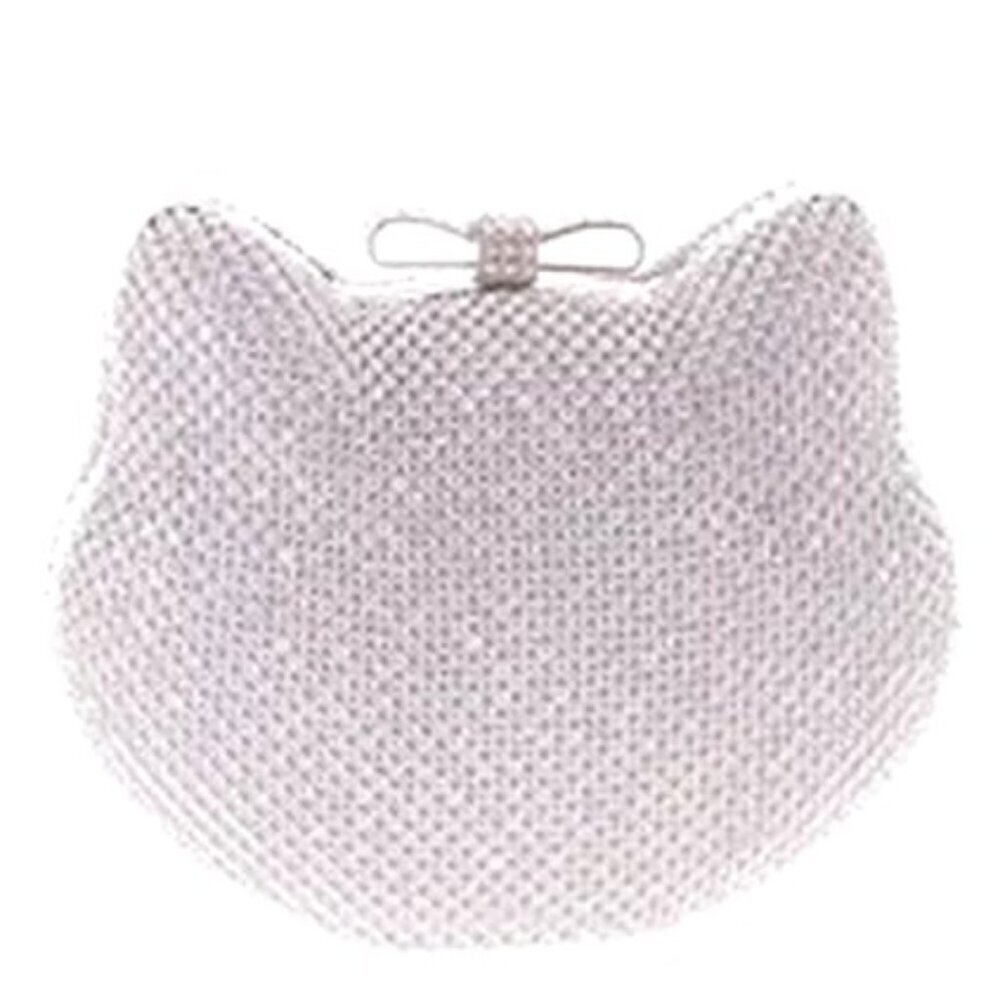 Crystal Cat-Ear Clutch Wristlet in Light Pink